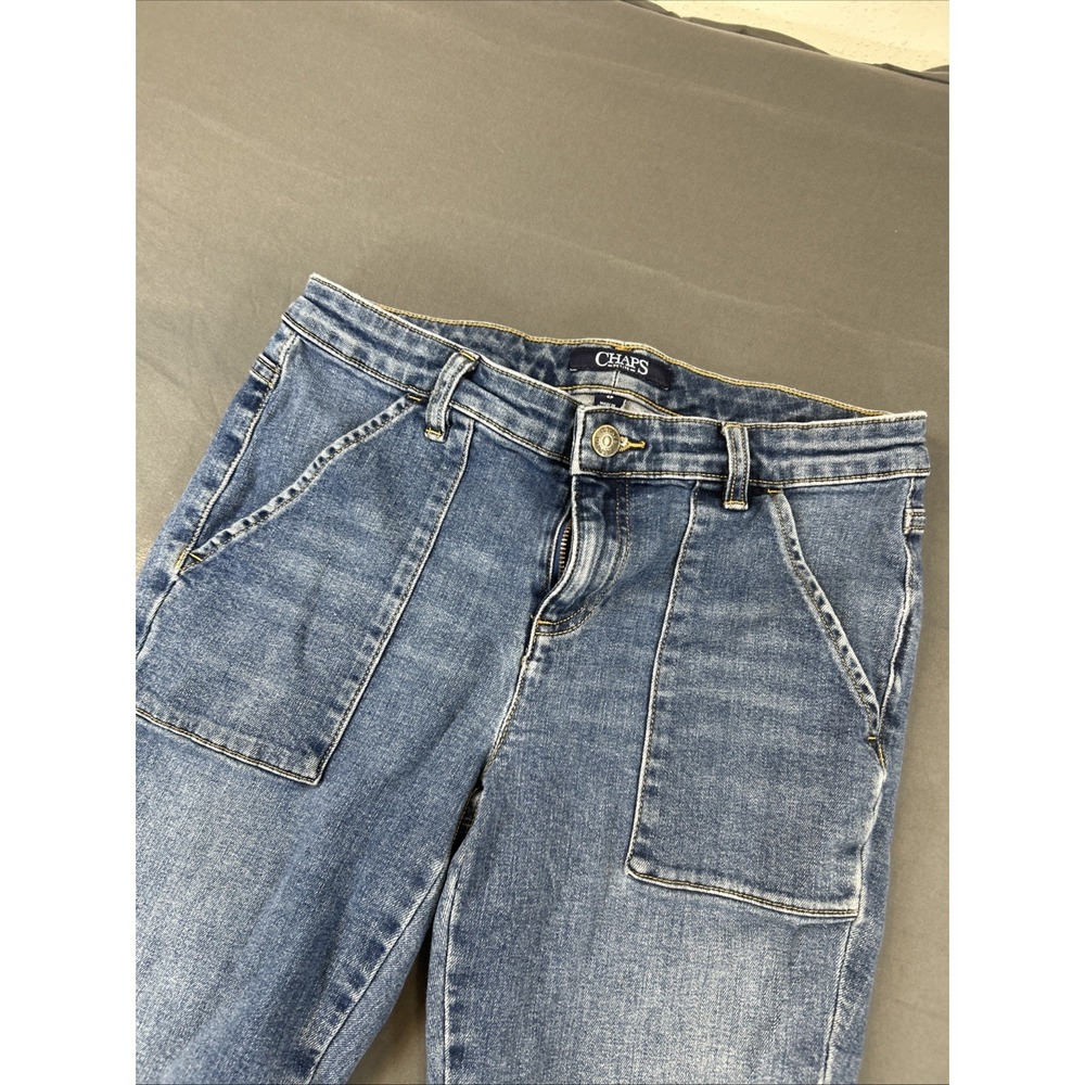 Chaps Womens Size 4P Madden Slim Leg Pockets Denim‎ Blue Jeans